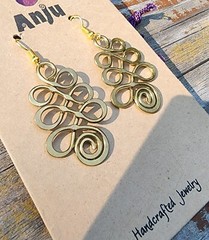 Earrings Anju Collection Gold Plated Swirl Tree Dangle Fishhook Earwire