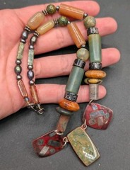 Jeremy GICKER Signed Dated 2000 Stone Beaded Mixed Metal Media Necklace 18″