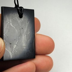 Shungite Emf Protection Necklace Flower of life Engraved Pendant Rectangle