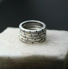 Sterling Silver .925 Solid Carved Ring Gear band Size 7 Mens Womens Unisex