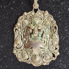 Vintage Sterling Silver Rangda Balinese Batara Kala Filigree Pendant 45mm X 35mm