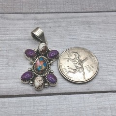 Sterling Silver Turquoise Wild Horse Cluster Pendant Multistone Southwestern