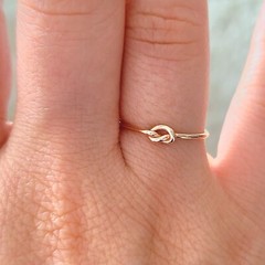 14k Solid Gold Tight Knot Ring, Solid Gold Minimalist Love Knot Rings