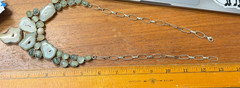 925 Silver Prehnite Agate Slice Bib Necklace Druzy Tourmaline Geode Boho Jewelry