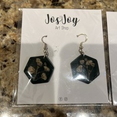 Resin Flower And Art shop Earrings Lot 2 Sets Different