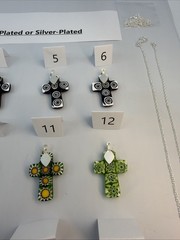 Murano Glass Millefiori Cross Necklace 925 Silver Bail Plated Chain (MC01)