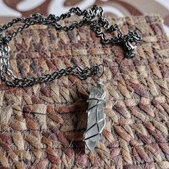 Wire Wrapped Clear Quartz Point Pendant Necklace Natural Inclusion Artisan 20″