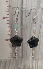 Larvikite stars, rondelle Necklace, Bracelet, Earring Set, HAND MADE
