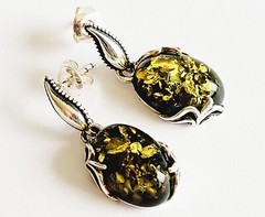 AMBER EARRINGS Genuine BALTIC AMBER 925 Sterling Silver Dangle EARRINGS 3.7g