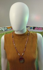 Handcrafted Bohemian Multicolor Glass Beaded Necklace, Round Purple Charm