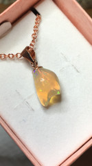#94- 3.60ct Genuine Freeform Ethiopian Welo Opal a Rose Gold Plated Chain