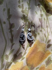 VTG Artisan/Handcrafted Sterling Silver Whimsical Crescent Moon Dangle Earrings