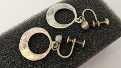 VTG Sterling Abalone Inlay Dangle Screw Back Earrings. Marked Made in Mexico.