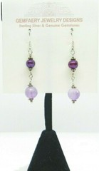 Sterling Silver Faceted AMETHYST & PEARL Gemstone Earrings #8439…Handmade USA