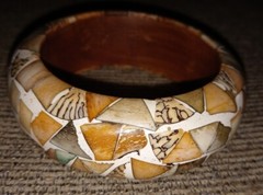 VINTAGE WOODEN BANGLE BRACELET MADE IN INDIA BEAUTIFUL STATEMENT BRACELET!