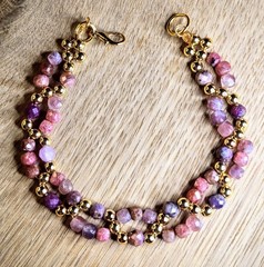 Pulsing Passion Natural Thulite & Genuine Ruby In Handwoven Artisan Bracelet