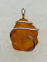 16.10ct Amber Baltic Russia Tumbled in Forged Sterling Silver Pendant Total Wt