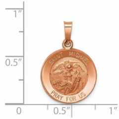 3D 5/8″ Saint Michael PRAY FOR US Medal Charm Pendant Solid Real 14K Rose Gold