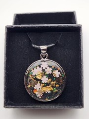 Handmade Epoxy Pendant Necklace Cherry Blossom Decorations 18″ long