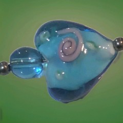 Aqua Venetian Murano And Lampwork Glass Silver Tone Toggle Bracelet 8.25”