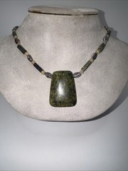 Vintage Handmade Reptilian Jasper 19 Inches With A /1 1/2 Inch Drop Please Read