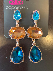 Paparazzi Earrings custom fashion jewelry blue and gold