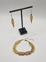 Buttery Smooth Handmade Yellow Agate Bracelet and Earring Set