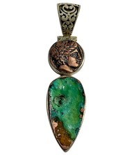 Michigan Splash Copper Sculpture Pendant 8J925 Sterling Silver Setting 2″-19.3 g