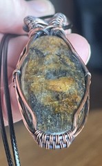 Moss Kyanite ~ Fairly Large Handmade copper wire wrapped pendant 10e