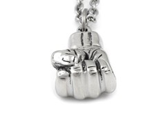 Human Fist Pendant Necklace in Metal, Handmade Clenched Hand Jewelry Pewter