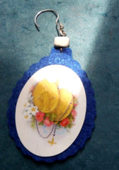 Vintage Scapular «O Mary, conceived without sin…» earring salvage art