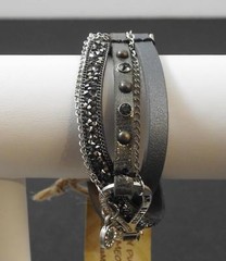 Trio Band Message I Am Blessed Leather Crystal Metal Stackable Bracelet 8″ GD8