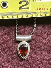 Sajen Sterling Silver .925 and Garnet Teardrop Slide Pendant 17” Necklace