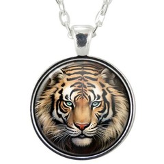 Tiger Pendant Necklace, Big Cat Art Jewelry, Handmade Wildlife Gift