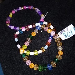 Three Strand Stretch Bracelets Multi-colored. Sizes-6″. Item# A105 .