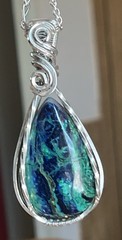 Azurite Malachite ~ Handmade 925 Sterling Silver wire wrapped pendant 12d