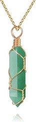 Healing Crystal Necklace Wire Wrapped Natural Point Pendant Necklace Hexagonal