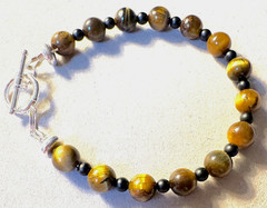 Tiger’s Eye/Black Onyx/8.5″/ Gemstone Bracelet (TEB-71)