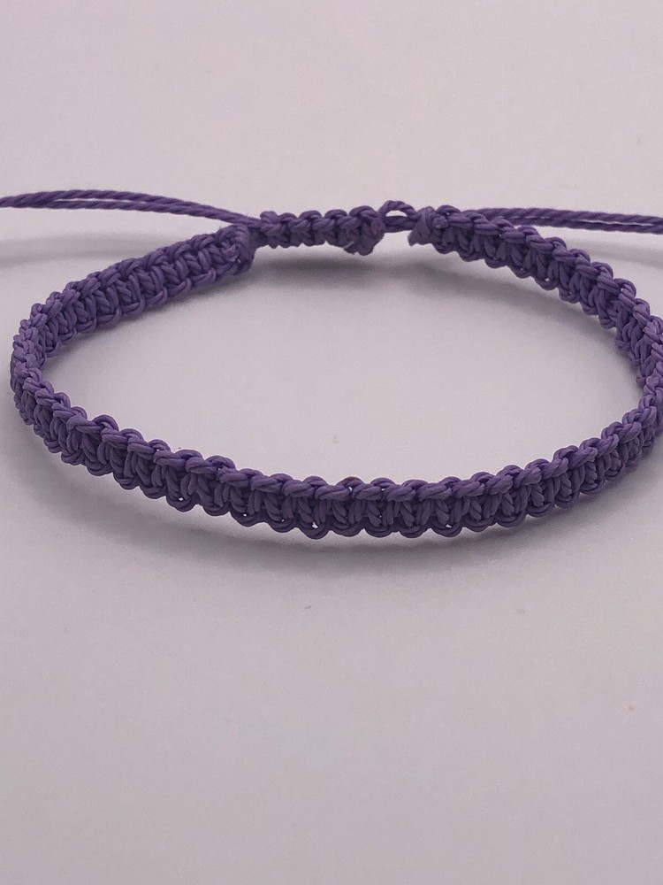Handmade Light Purple Macrame Square Knot Adjustable Bracelet