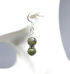 Epidote & Pyrite Genuine Stone Handmade Earrings Crystal Healing