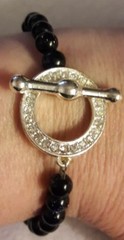 Artisan Purple Gold Stone Silver Tone Beaded Bracelet size small/Average