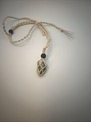 Petrified Wood Pendant Rope Chain Handmade