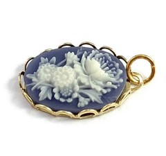 Necklace Pendant Charm Vintage Flower Cameo Cabochon Dainty Floral Jewelry