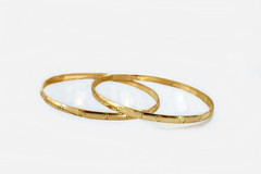 Vintage 14K Gold Filled Set Pair Bangles 4.5mm Mirror Polish Handcrafted Stacka