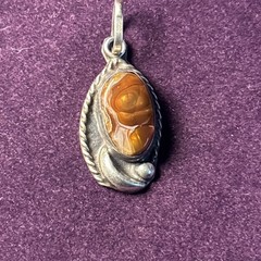 Vintage Sterling Silver Fire Agate Native American Pendant