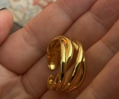 Gold 925 Wide Ring Sz 6 Artisan Sundance Style Crisscross Boho Vermeil Boho Open