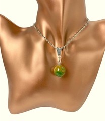 Crystal Ball Pendant Necklace: Chrysocolla Sphere