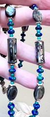 LOVELY Artisan Sterling Silver Malachite, Turquoise, Abalone Reversible Necklace