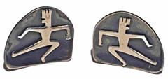 L C MEXICO STERLING SILVER STUDIO ARTISAN MID CENTURY MODERN FIGURE EARRINGS