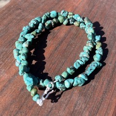 Hubei Turquoise 17” Choker/Necklace (blue/green) 17.75g Hook Clasp Dainty